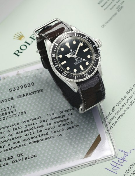 Rolex A RARE STAINLESS STEEL AUTOMATIC CENTRE SECONDS WRISTWATCH MADE FOR THE BRITISH ROYAL NAVY REF 5517/5512 CASE 5339820 SUBMARINER 600FT=200M CIRCA 1977