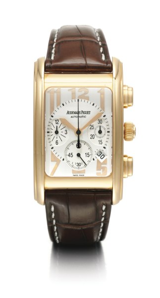 Audemars Piguet AN 18K PINK GOLD AUTOMATIC RECTANGULAR CHRONOGRAPH WRISTWATCH WITH REGISTERS AND DATE CASE F12901 EDWARD PIGUET CIRCA 2003