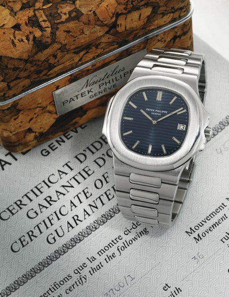 Patek Philippe A STAINLESS STEEL AUTOMATIC WRISTWATCH WITH DATE AND BRACELET REF 3700/1 MVT 1303331 CASE 532646 NAUTILUS MADE IN 1976