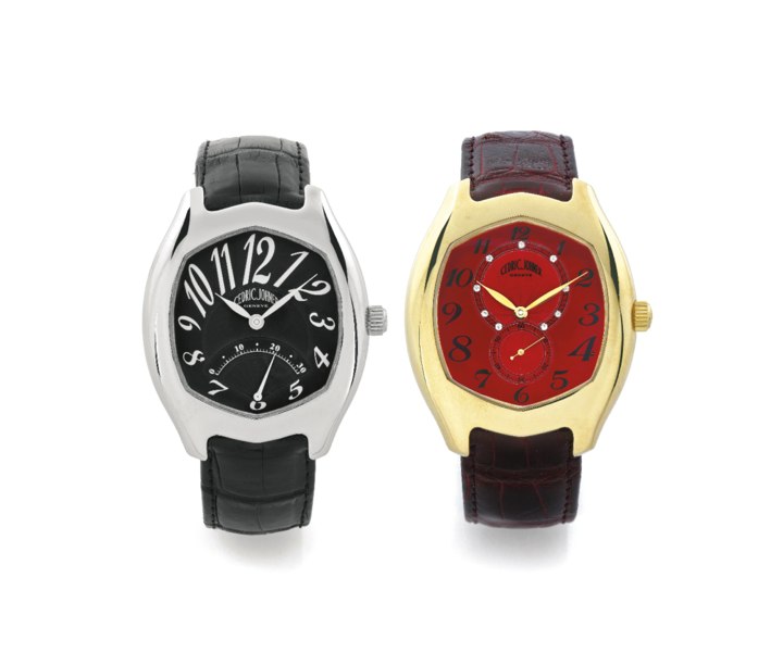Cedric Johner A LOT OF TWO UNUSUAL AUTOMATIC TONNEAU-SHAPED WRISTWATCHES REF 5210/4 N°1/ 1015/4 N°101 ABYSS CIRCA 2000