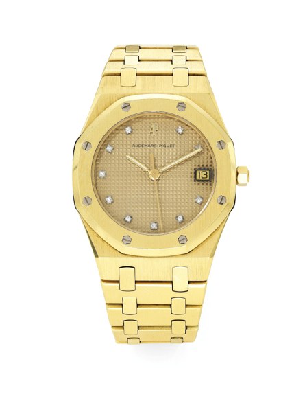 Audemars Piguet AN 18K YELLOW GOLD AND DIAMOND SET WRISTWATCH WITH DATE CENTRE SECONDS AND BRACELET REF 56023BA.O.0477 MVT 260159 CASE B91762 NO 400 ROYAL OAK CIRCA 1983