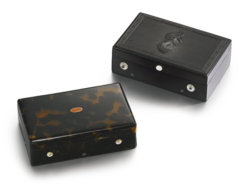 F LeCoultre and Swiss A TORTOISESHELL MUSIC BOX AND A COMPOSITE MUSIC BOX MID 19TH CENTURY