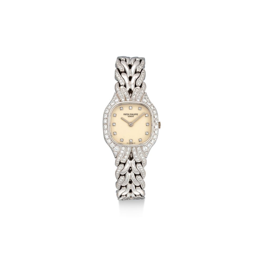PATEK PHILIPPE | LA FLAMME, REFERENCE 4815/3 | A WHITE GOLD AND DIAMOND-SET BRACELET WATCH, CIRCA 1990 | 百達翡麗 | La Flamme 型號4815/ 3 白金鑲鑽石鏈帶腕錶，約1994年製