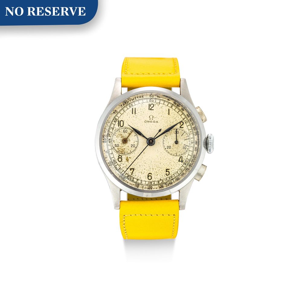 OMEGA | REFERENCE 987 | A STAINLESS STEEL CHRONOGRAPH WRISTWATCH, CIRCA 1948 | 歐米茄 | 型號987 精鋼計時腕錶，約1948年製