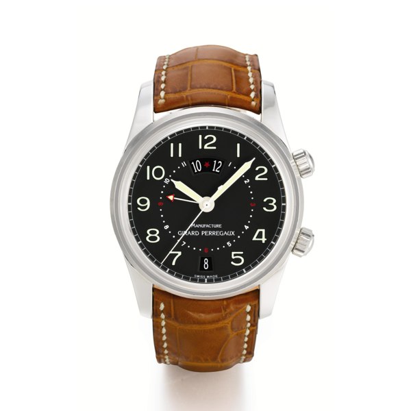 Girard-Perregaux A STAINLESS STEEL AUTOMATIC WRISTWATCH WITH ALARM, DATE AND CENTRE SECONDS CIRCA 2000 TRAVELLER TIME ZONE-ALARM AUTOMATIC NO 416