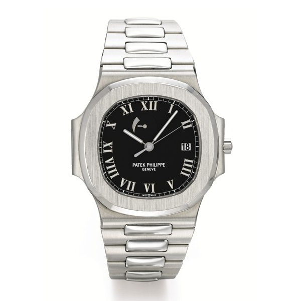 Patek Philippe A STAINLESS STEEL AUTOMATIC CENTRE SECONDS BRACELET WATCH WITH POWER RESERVE AND DATE MADE IN 2003 REF 3710 MVT 3231257 CASE 4175245 NAUTILUS