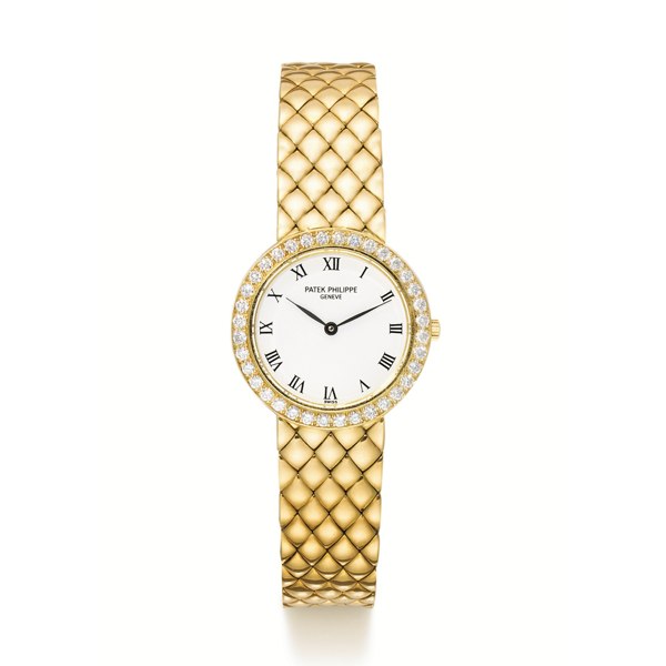 Patek Philippe A LADY'S YELLOW GOLD AND DIAMOND-SET BRACELET WATCH MADE IN 1986 REF 4820 MVT 1600937 CASE 2867392 CALATRAVA