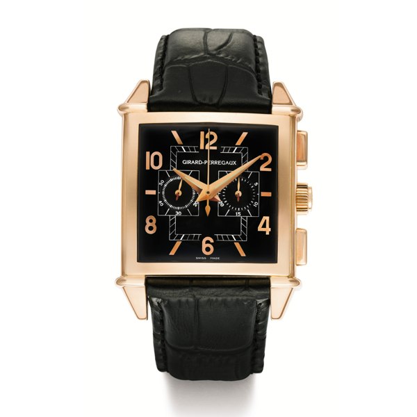 Girard-Perregaux A PINK GOLD AUTOMATIC SQUARE CHRONOGRAPH WRISTWATCH WITH REGISTER CIRCA 2000 VINTAGE 1945 NO 170