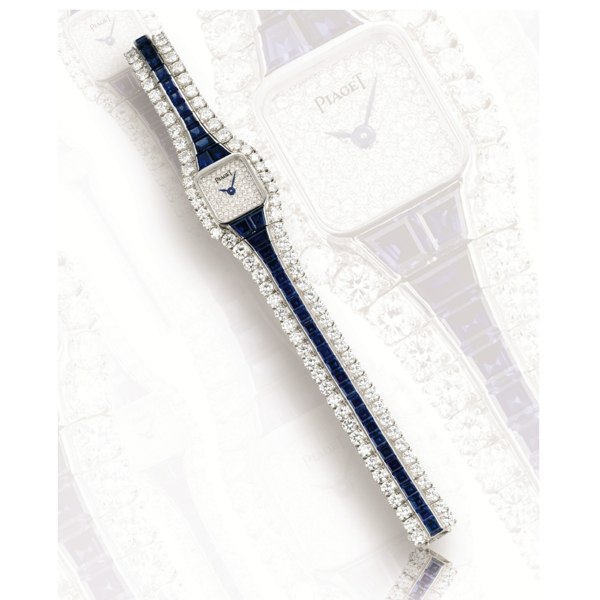 Piaget A FINE ANR RARE LADY'S WHITE GOLD SAPPHIRE AND DIAMOND-SET BRACELET WATCH CIRCA 1987 REF 8480 H 39 SERIAL 461224
