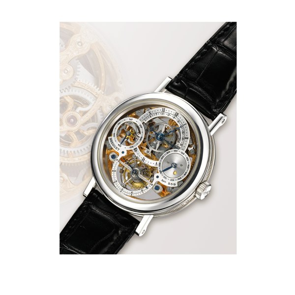 Breguet A FINE AND RARE PLATINUM SKELETONIZED PERPETUAL CALENDAR TOURBILLON WRISTWATCH WITH RETROGRADE DATE MADE IN 2009 REF 3755PR