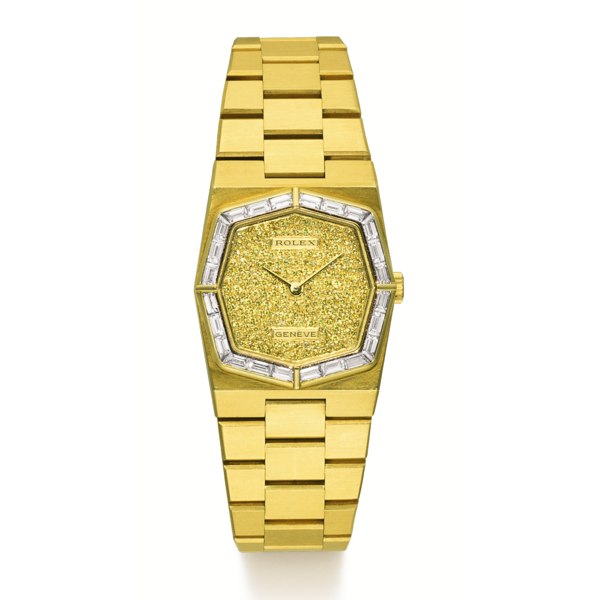 Rolex A FINE AND UNUSUAL LADY'S YELLOW GOLD AND DIAMOND-SET BRACELET WATCH CIRCA 1985 REF 4660 CASE 6936224 CELLINI QUEEN MIDAS