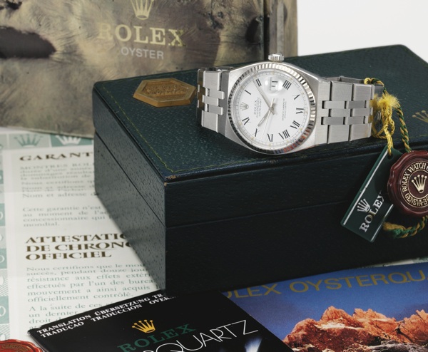 Rolex A STAINLESS STEEL TONNEAU CENTRE SECONDS WRISTWATCH WITH DATE AND BRACELET REF 17014 CASE N351033 OYSTERQUARTZ DATEJUST CIRCA 1998