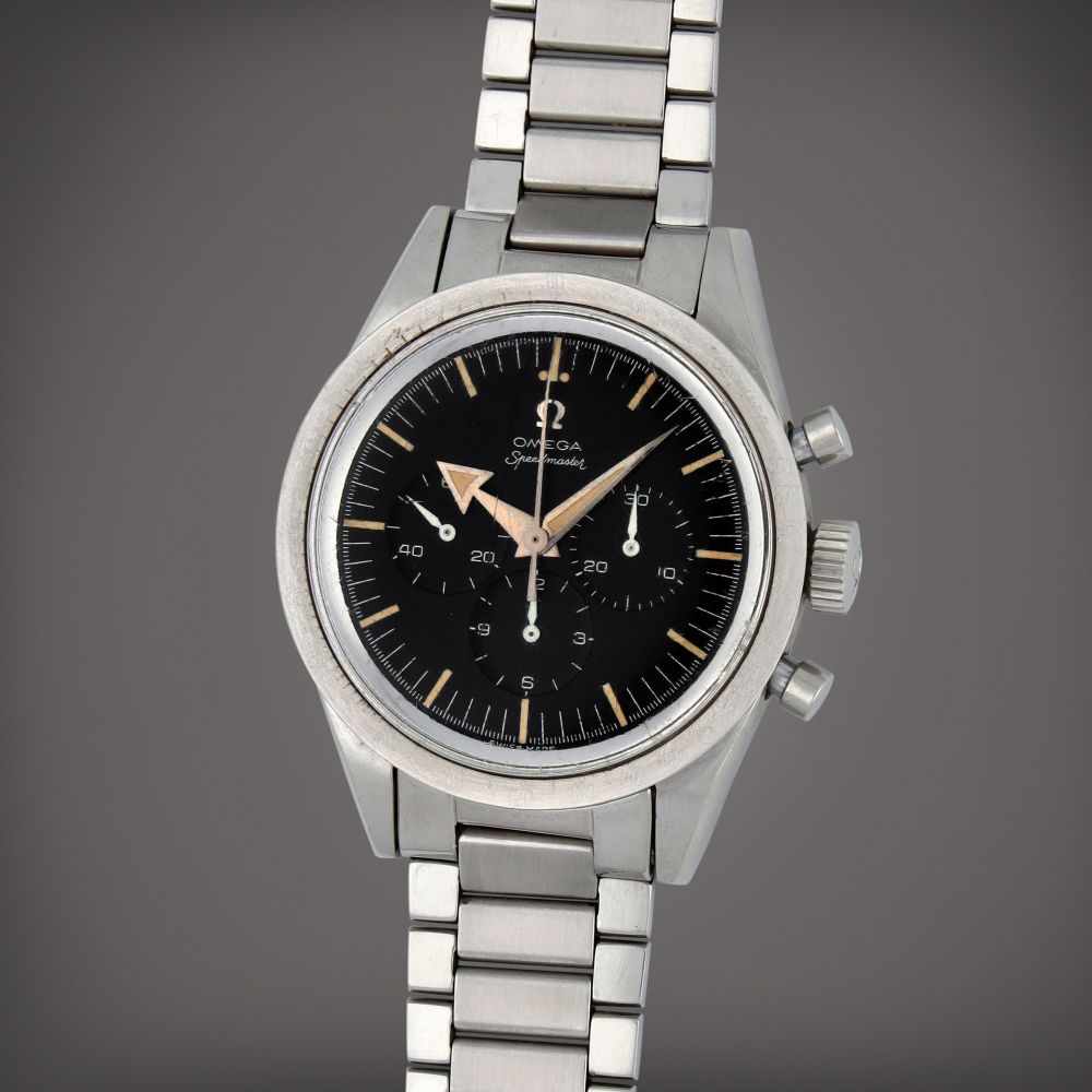 Speedmaster 'Broad Arrow', Reference 2915-2 | A stainless steel chronograph wristwatch with bracelet | Circa 1958