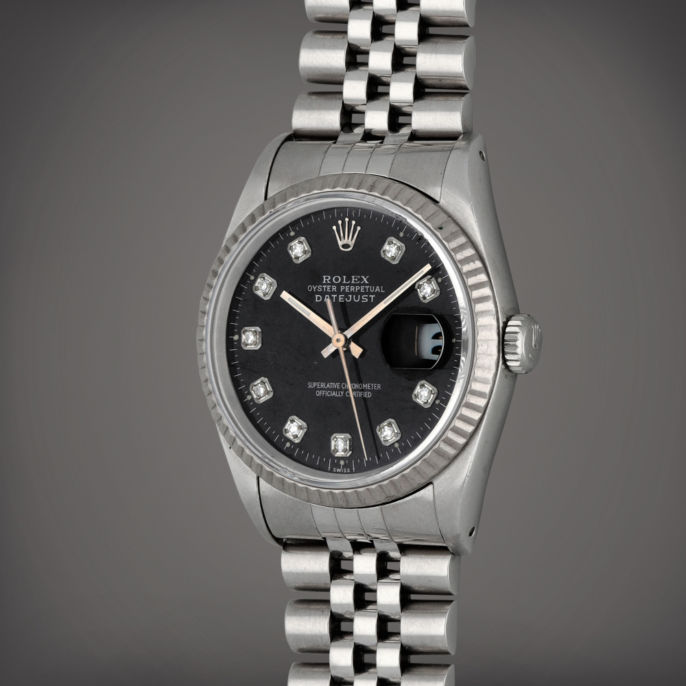 Datejust, Reference 16234 | A stainless steel and diamond-set wristwatch with date and bracelet | Circa 1991