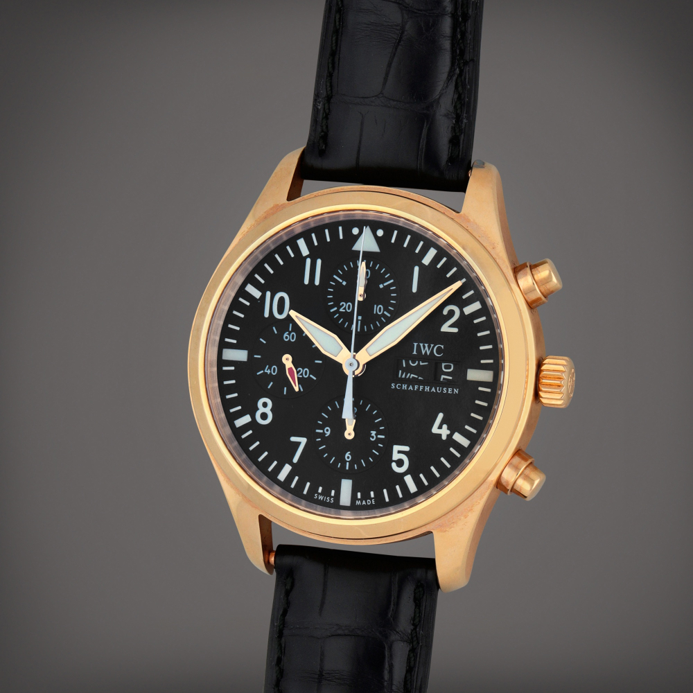 Pilot's Watch, Reference 3717-13 | A pink gold chronograph wristwatch with day and date | Circa 2010