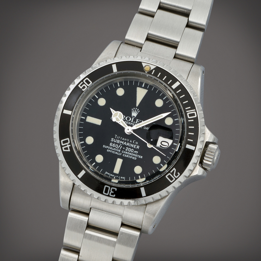 Rolex

Retailed by Tiffany & Co.: Submariner, Reference 1680 | A stainless steel wristwatch with date and bracelet | Circa 1978