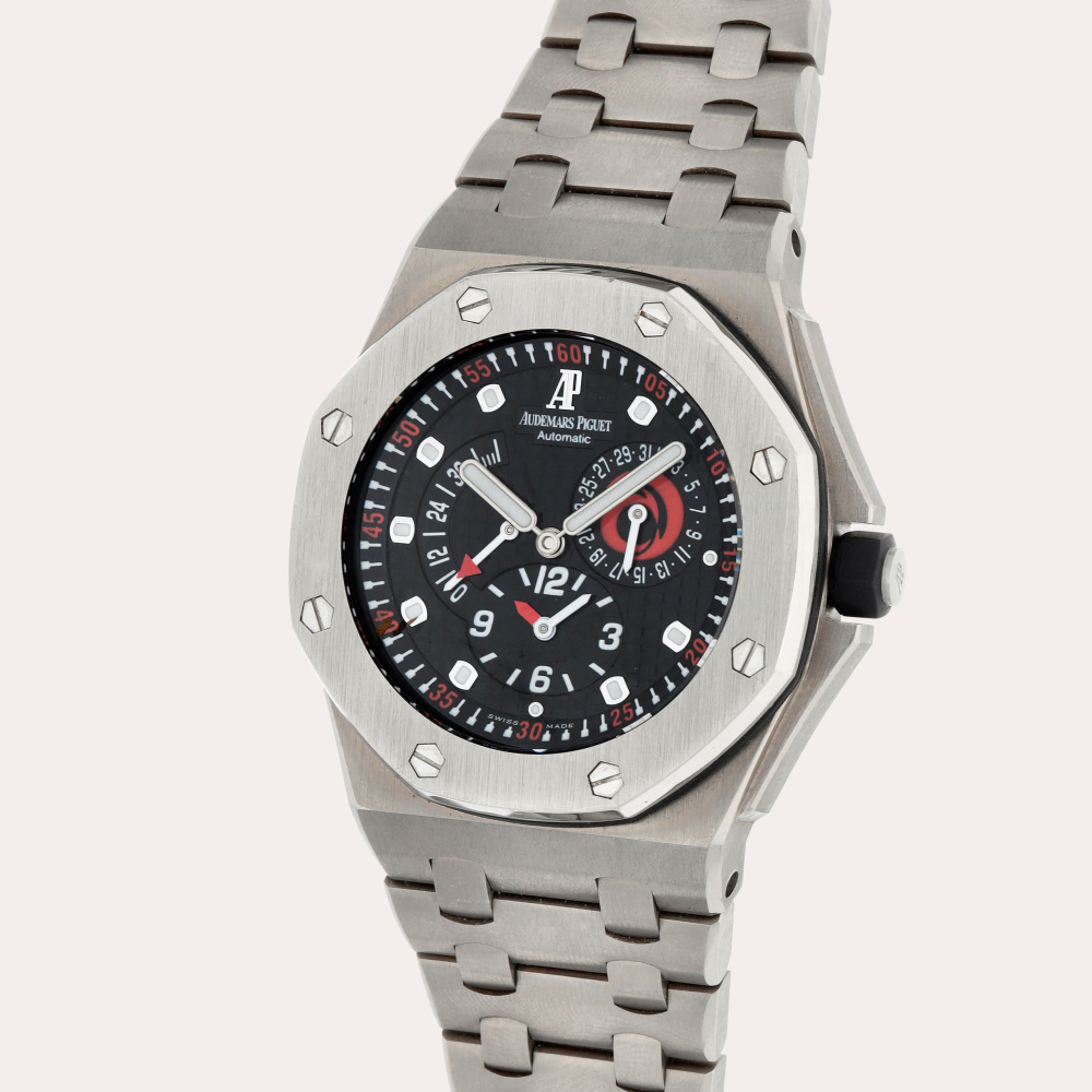 Audemars Piguet Royal Oak Offshore 'Alinghi America's Cup', Reference 25995IP.OO.100TI.01 | A titanium and platinum dual time zone wristwatch with date, power reserve indication and bracelet | Circa 2003