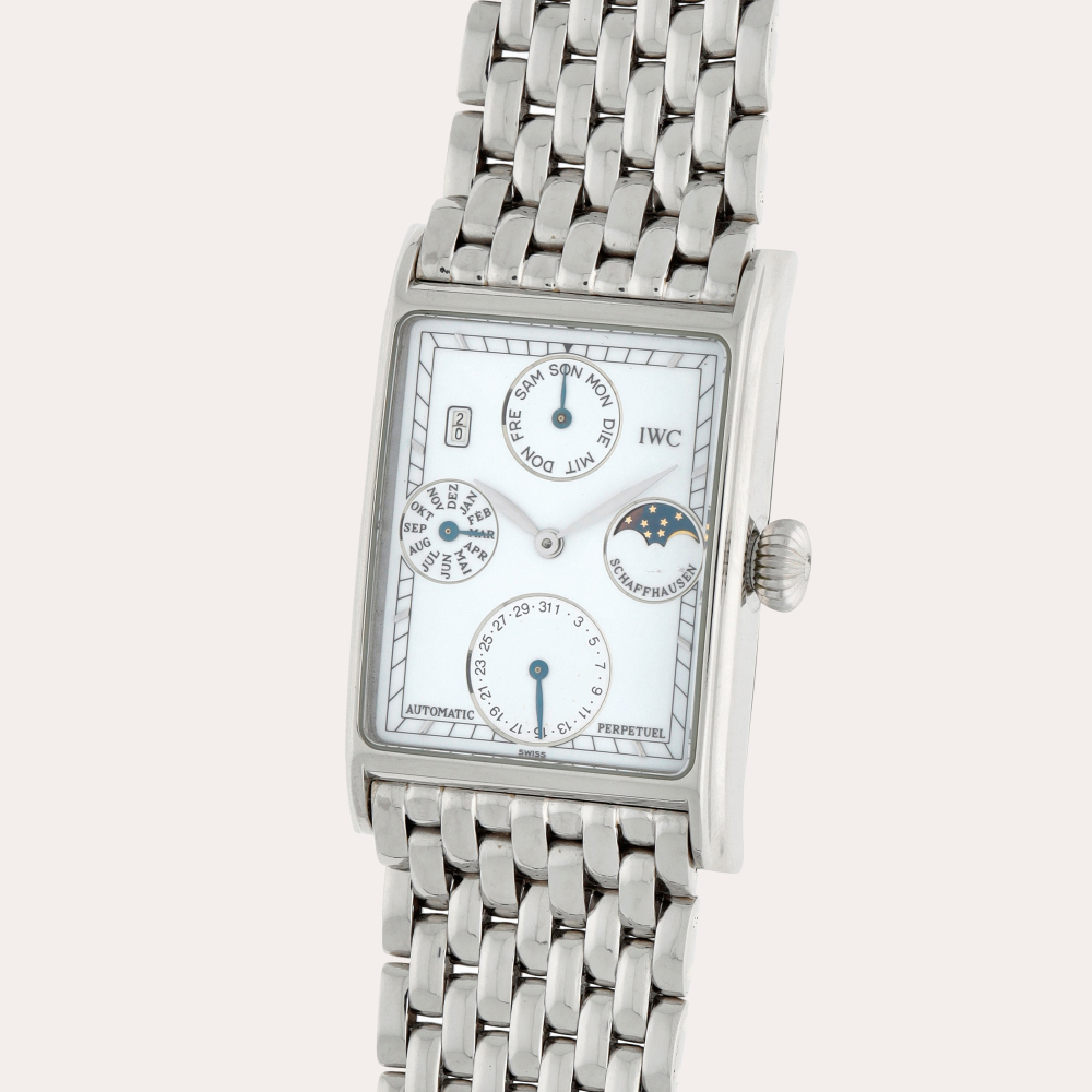 PROPERTY FROM AN IMPORTANT COLLECTOR IWC Novecento, Reference 3545/9235 | A platinum perpetual calendar wristwatch with year, moon phases and bracelet | Circa 1987