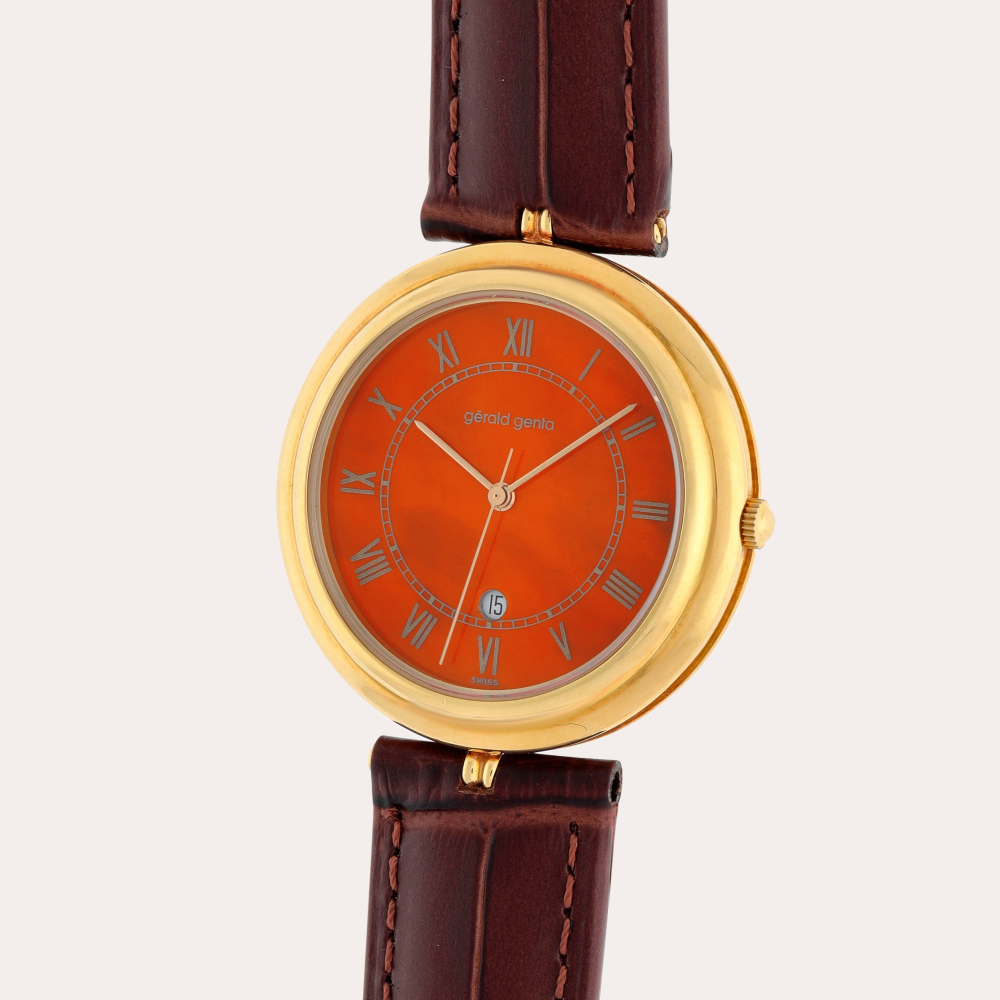 PROPERTY FROM AN IMPORTANT COLLECTOR Gérald Genta 'Special Request', Reference G.3132.7 | A yellow gold wristwatch with date | Circa 1990