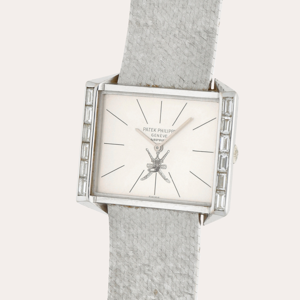 Patek Philippe Retailed by Asprey: 'Khanjar', Reference 3506/2 | A white gold and diamond-set bracelet watch made for the Sultanate of Oman| Circa 1972