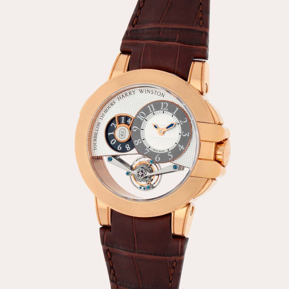 Harry Winston Ocean Tourbillon Big Date, Reference 400/MMTBD45R | A pink gold tourbillon wristwatch with date | Circa 2020
