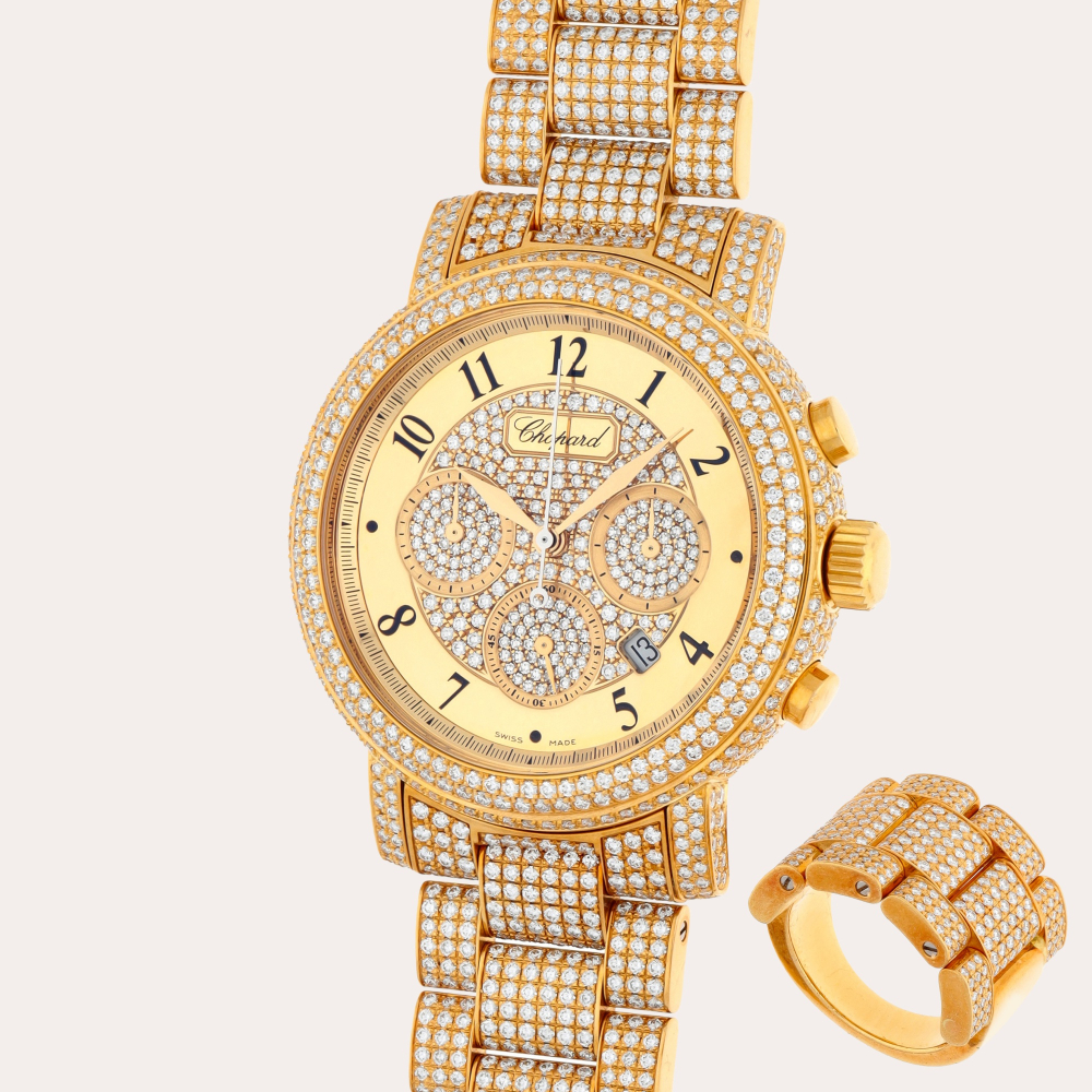 Chopard Elton John Aids Foundation, Reference 17/1860-20 | A yellow gold and diamond-set wristwatch with date and bracelet | Circa 2005