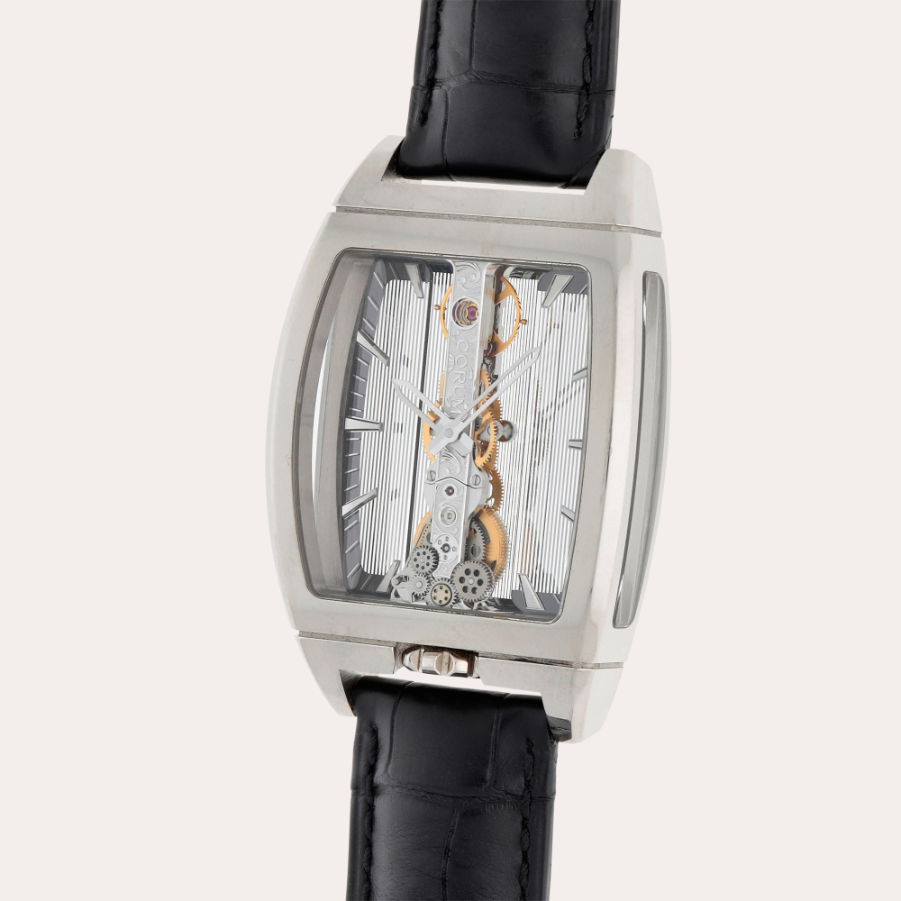 Corum Golden Bridge, Reference 113.165.59/0001 GL10G | A white gold skeletonized wristwatch | Circa 2013