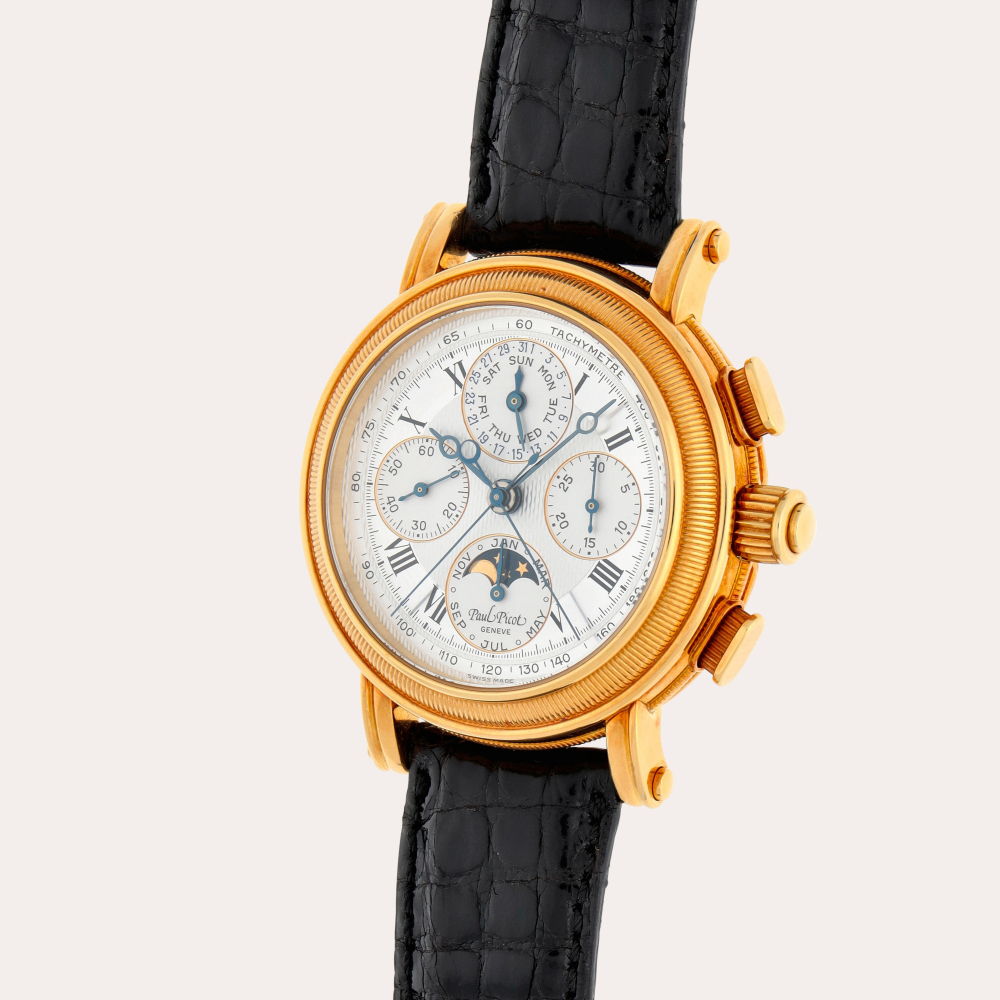 Paul Picot La Rattrapante | A yellow gold perpetual calendar split-second chronograph wristwatch with moon phases | Circa 2001