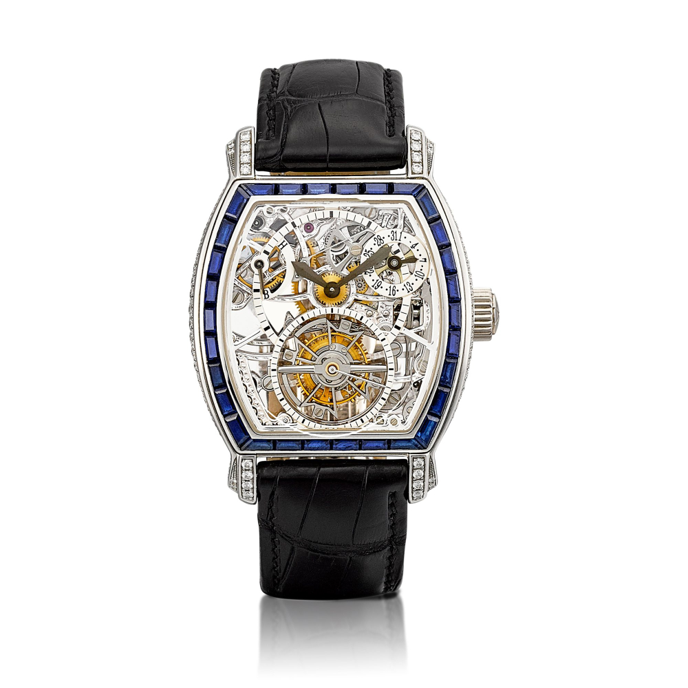 Malte Tourbillon Reference 30672  A unique platinum diamond and sapphireset skeletonised tourbillon wristwatch with date and power reserve indication Made in 2005    Malte Tourbillon 30672  2005