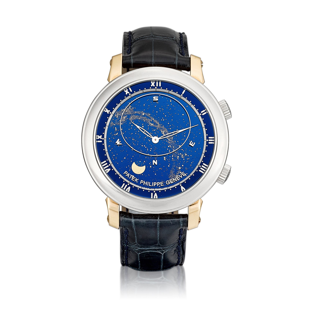 Celestial Reference 5102  A platinum and pink gold astronomical wristwatch with sky chart phases and position of the Moon and time of Meridian passage of Sirius and the Moon Circa 2010    Celestial 5102  2010