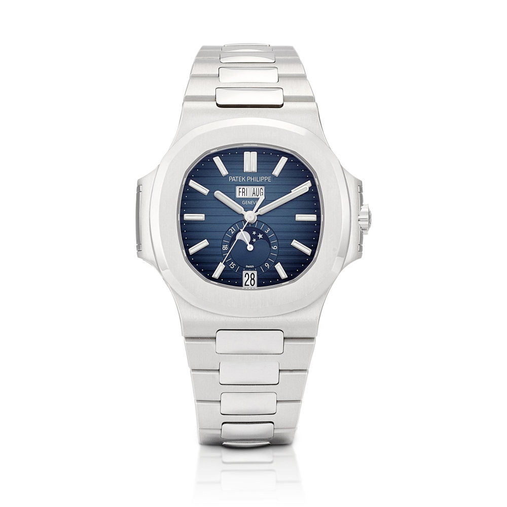 Nautilus Reference 5726  A stainless steel annual calendar bracelet watch with day date moon phases and 24 hours indication Circa 2020    Nautilus 5726  242020