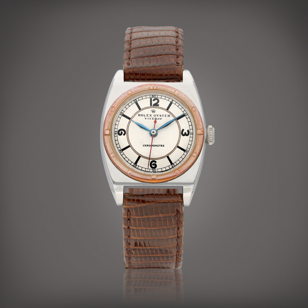Oyster Viceroy Reference 3359  A pink gold and stainless steel wristwatch Circa 1944    Oyster Viceroy 3359  1944