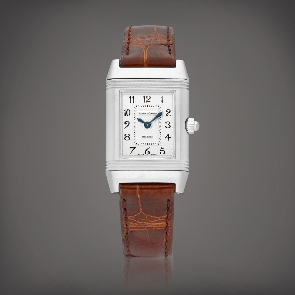 Reverso Duetto Reference 266844  A stainless steel and diamondset reversible wristwatch with motherofpearl dial Circa 2000    Reverso Duetto 266844  2000