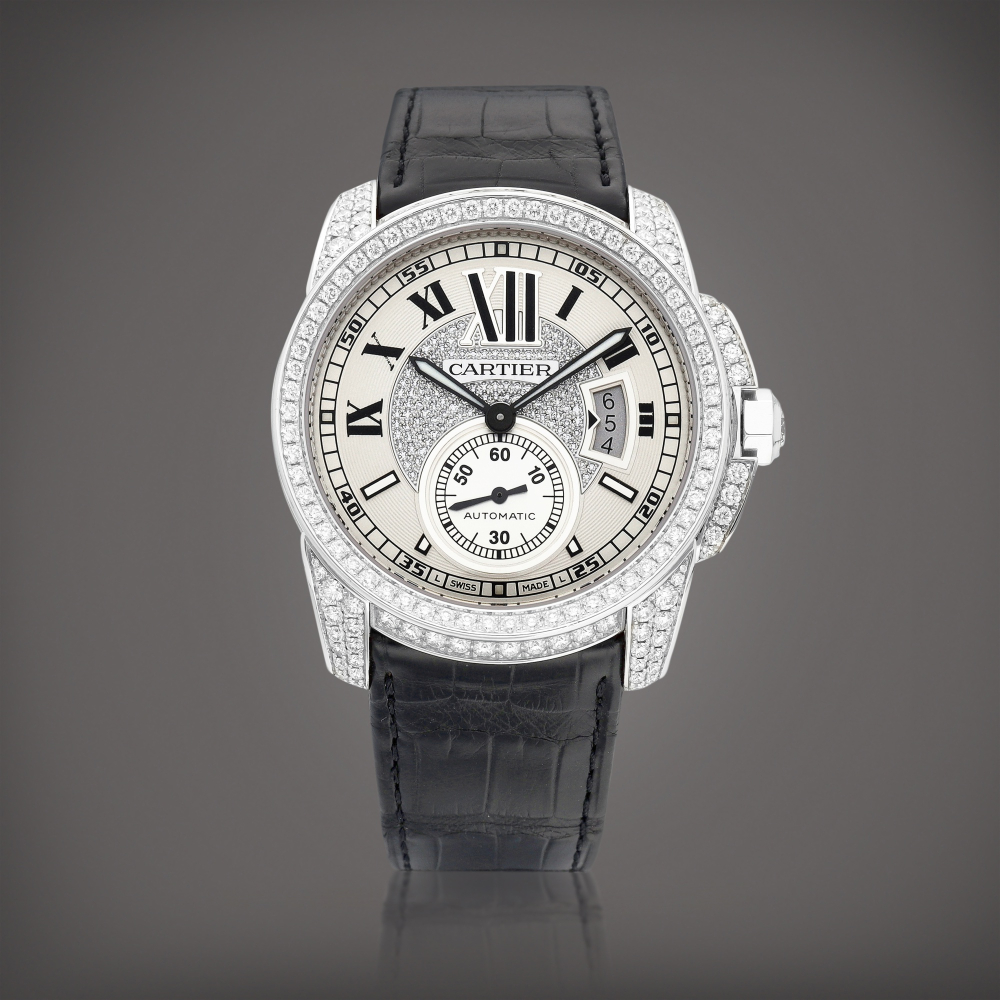 Calibre de Cartier Reference 3301  A white gold and diamondset wristwatch with date Circa 2011    Calibre de Cartier 3301  2011