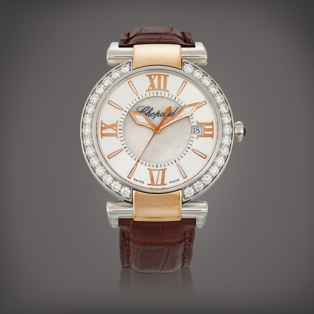 Imperiale Reference 8531  A pink gold and stainless steel diamondset wristwatch with date and motherofpearl dial Circa 2015    Imperiale 8531  2015