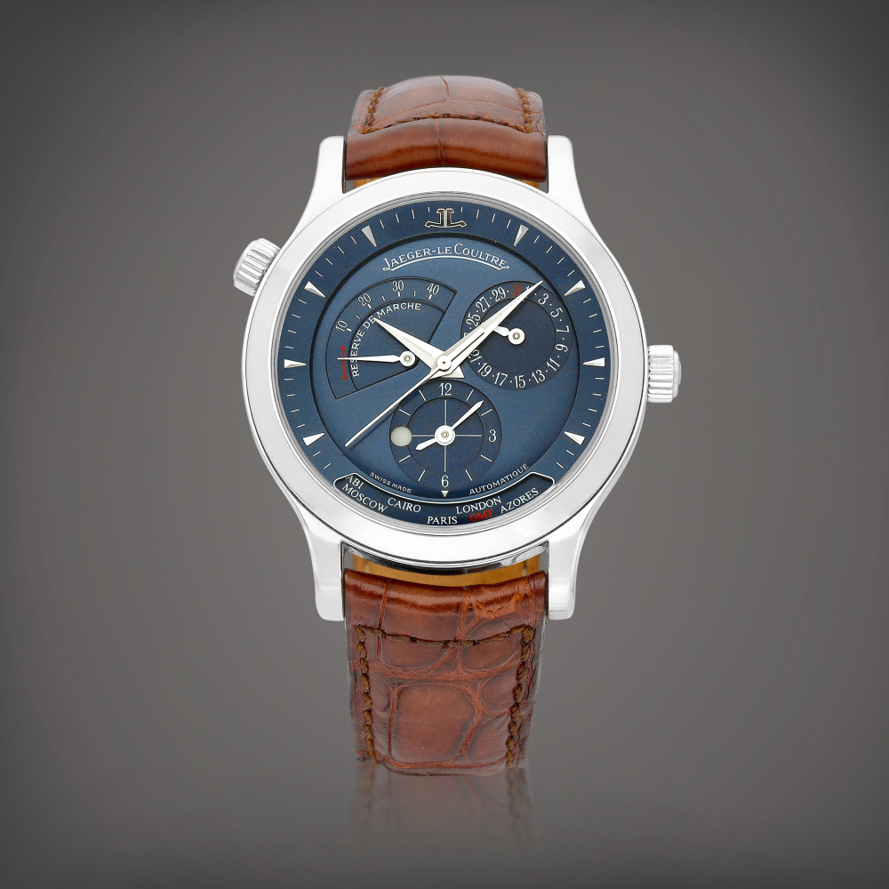 Master Geographic Reference 142692  A limited edition platinum world time wristwatch with date power reserve and day and night indication Circa 2003    Master Geographic 142692  2003