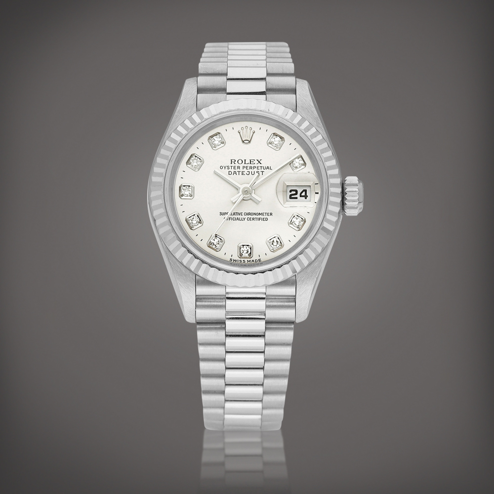 DateJust Reference 79179  A white gold and diamondset wristwatch with date and bracelet Circa 1999    DateJust 79179  1999