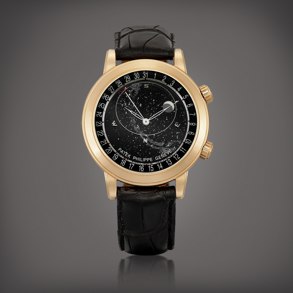 Celestial Reference 6102  A pink gold astronomical wristwatch with date sky chart phases and position of the Moon and time of Meridian passage of Sirius and the Moon Circa 2016    CELESTIAL 6102  2016