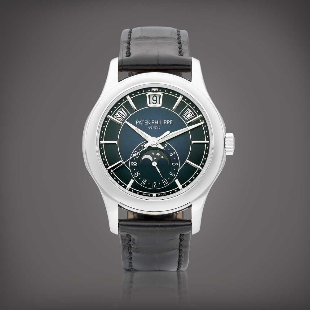 Reference 5205  A white gold annual calendar wristwatch with moon phases and 24 hours indication Circa 2021    5205  242021