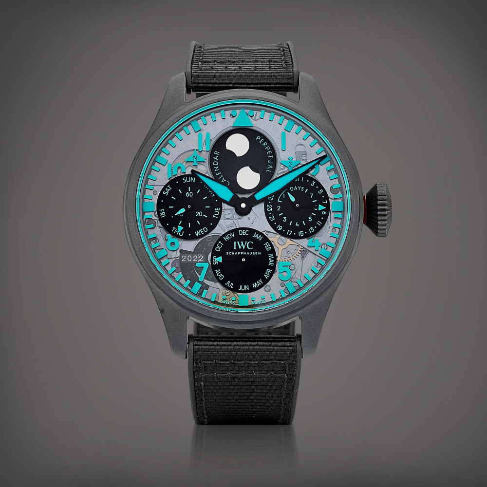 Big Pilots Watch Perpetual Calendar Edition Toto Wolff x MercedesAMG Petronas Formula One Team  A limited edition ceratanium semiskeletonised perpetual calendar wristwatch with moon phases digital year display and power reserve indication Circa 2022     T