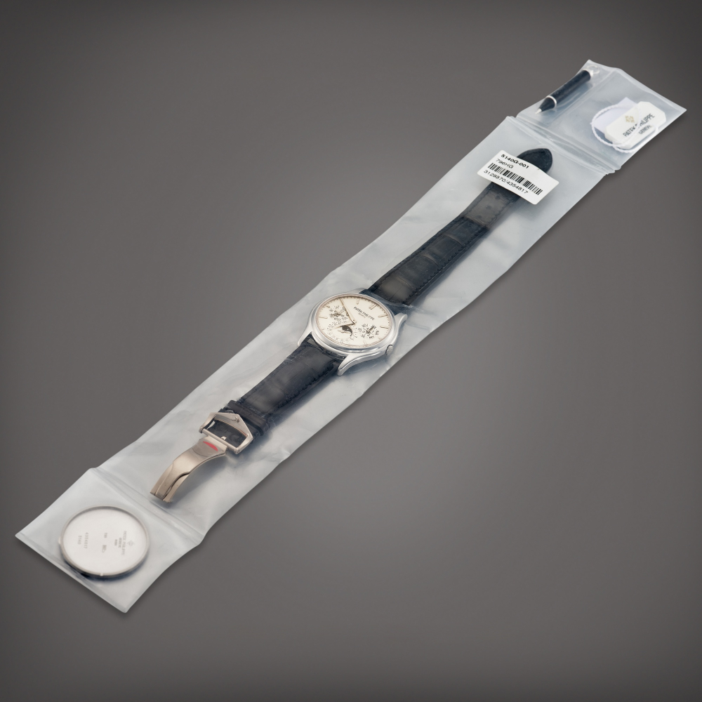 Reference 5140  A white gold perpetual calendar wristwatch with moon phases 24 hours and leap year indication in single factory seal Circa 2007    5140  242007