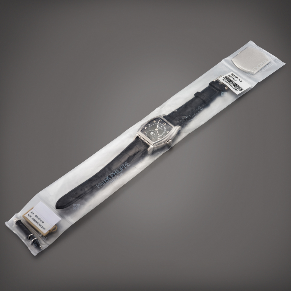Reference 5013  A platinum minute repeating perpetual calendar wristwatch with retrograde date moon phases and leap year indication in single factory seal Circa 2012    5013  2012