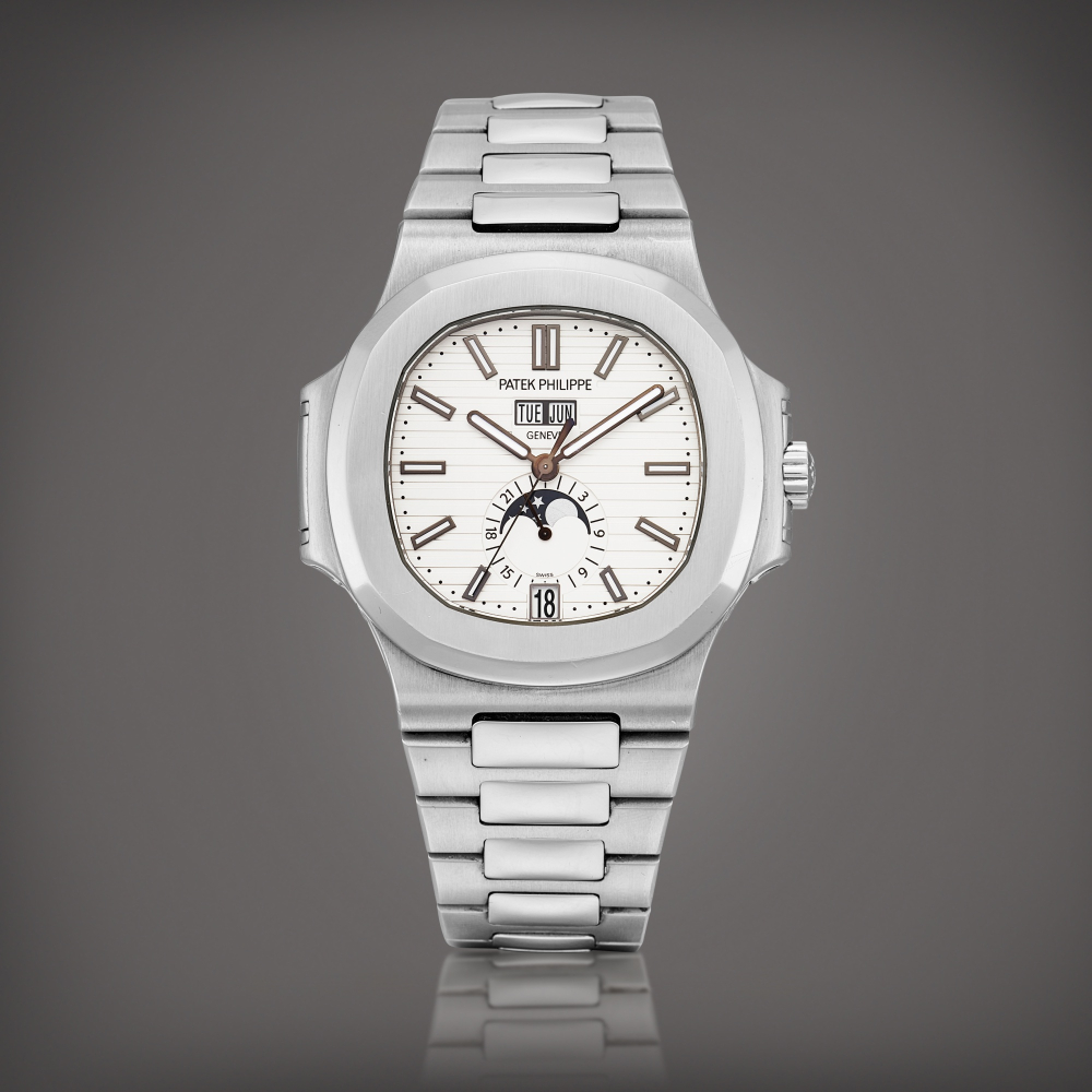 Nautilus Reference 5726  A stainless steel annual calendar bracelet watch with moon phases and 24 hours indication Circa 2013    NAUTILUS 5726  242013
