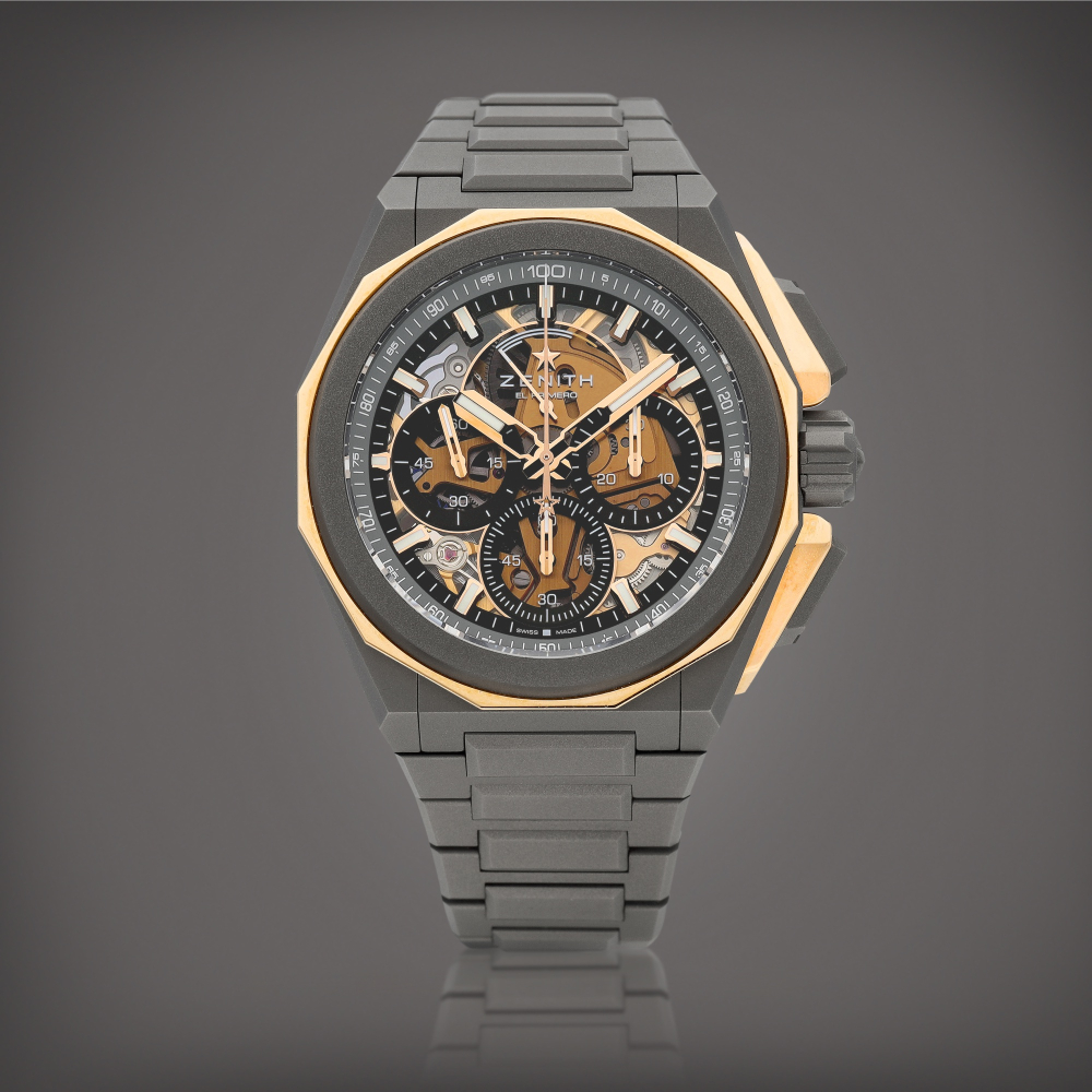 Defy Extreme Reference 879100900403I001  A titanium and pink gold semiskeletonised 1100th of a second chronograph wristwatch with chronograph power reserve indication and bracelet Circa 2022    Defy Extreme 879100900403I001  2022