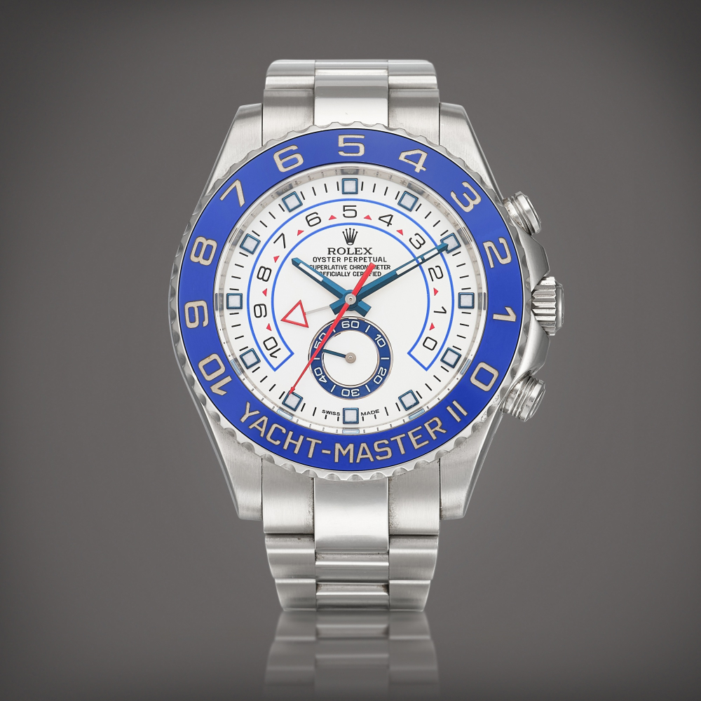 PROPERTY FROM A NOTABLE COLLECTOR  Rolex  Yacht-Master II, Reference 116680 A stainless steel regatta countdown chronograph wristwatch with bracelet, Circa 2014 