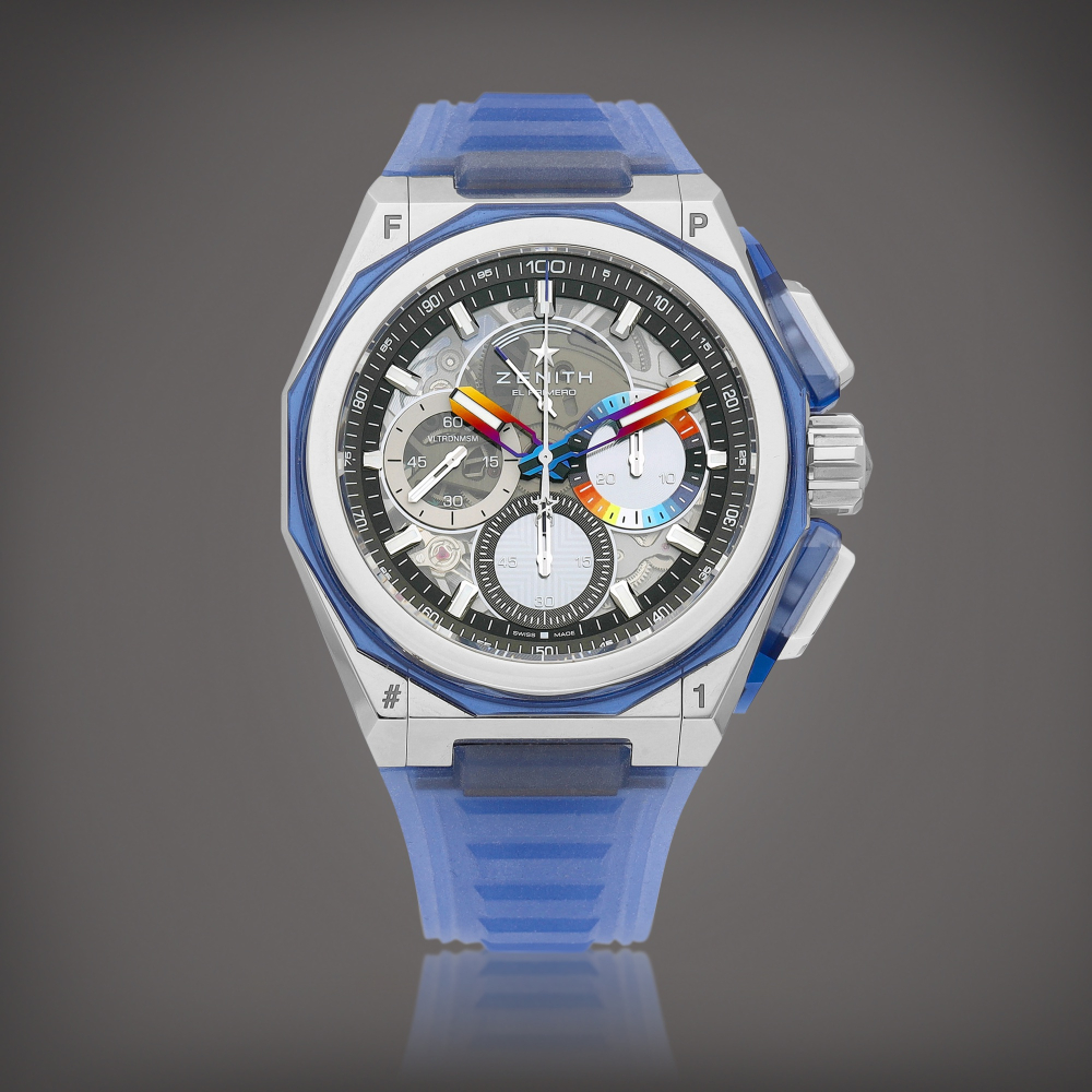 Zenith  Defy Extreme Felipe Pantone Edition, Reference 03.9100.9004/49.I210 A limited edition stainless steel semi-skeletonised 1/100th of a second chronograph wristwatch with chronograph power reserve indication, Circa 2023 