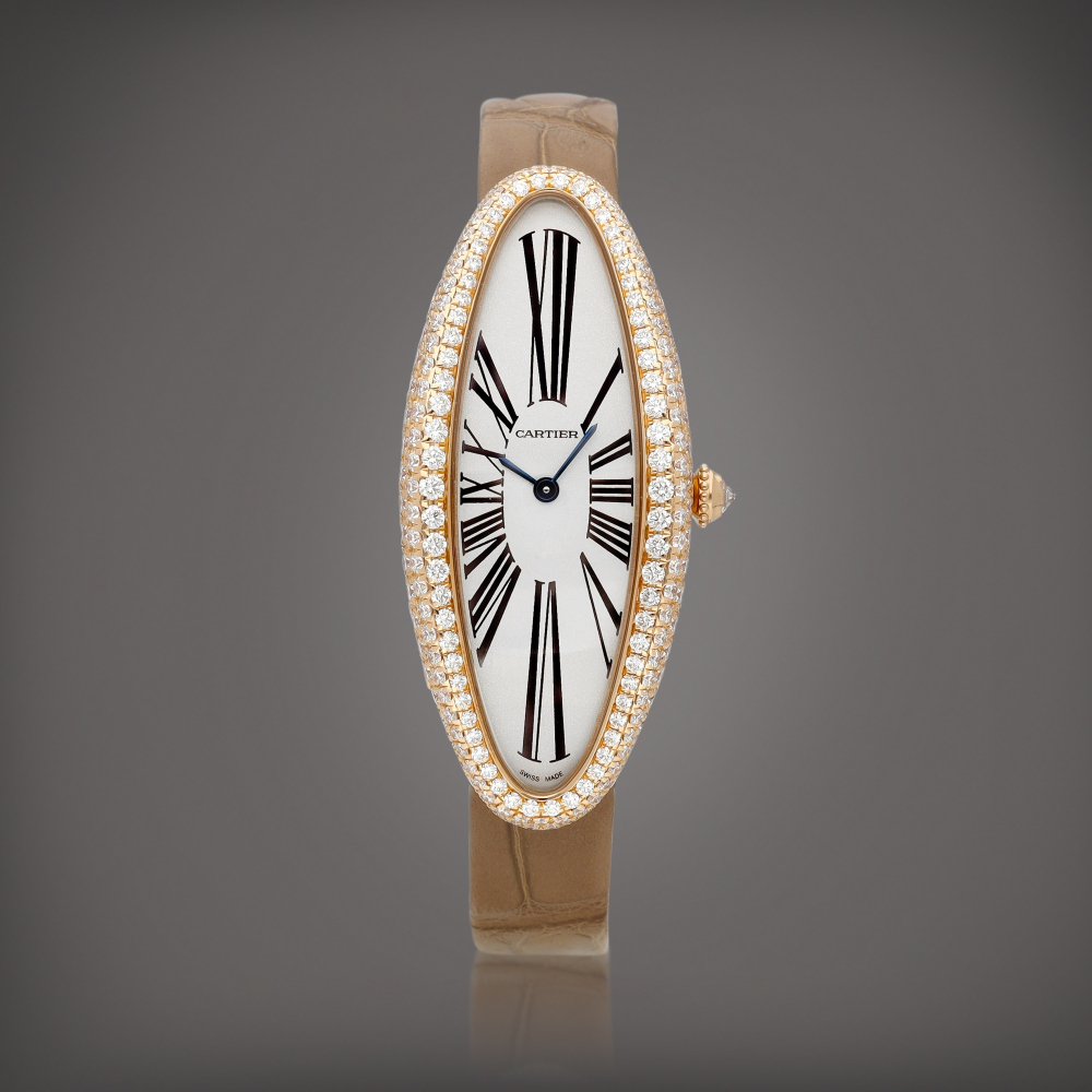 Cartier  Baignoire Allongée, Reference WJBA0006 A pink gold and diamond-set wristwatch, Circa 2021 
