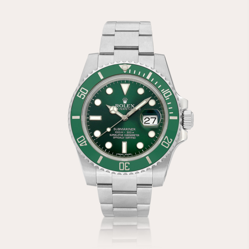 Rolex Submariner “Hulk”, Reference 116610LV | A stainless steel wristwatch with date and bracelet, Circa 2012 | 勞力士 | Submariner “Hulk” 型號116610LV | 精鋼鏈帶腕錶，備日期顯示，約2012年製