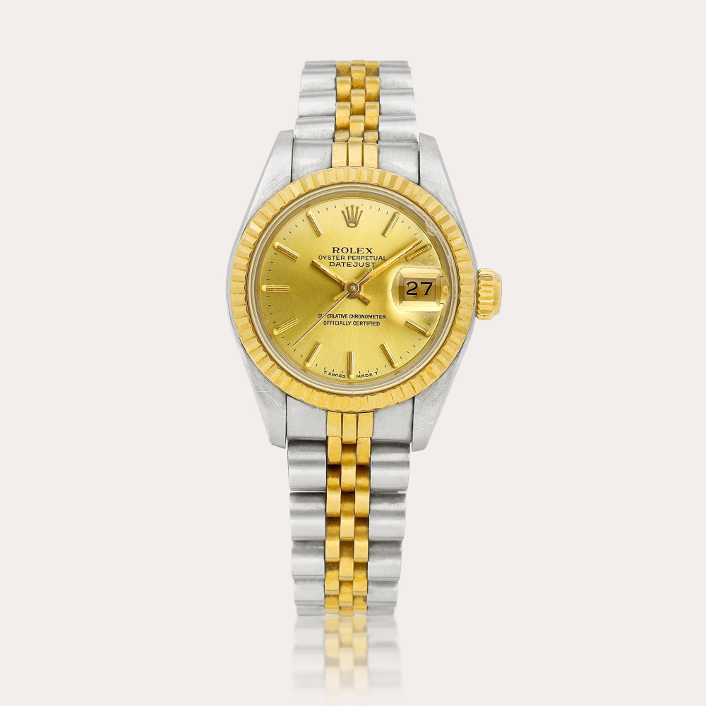 Rolex DateJust, Reference 69173 | A yellow gold and stainless steel wristwatch with date and bracelet, Circa 1987 | 勞力士 | DateJust 型號69173 | 黃金及精鋼鏈帶腕錶，備日期顯示，約1987年製