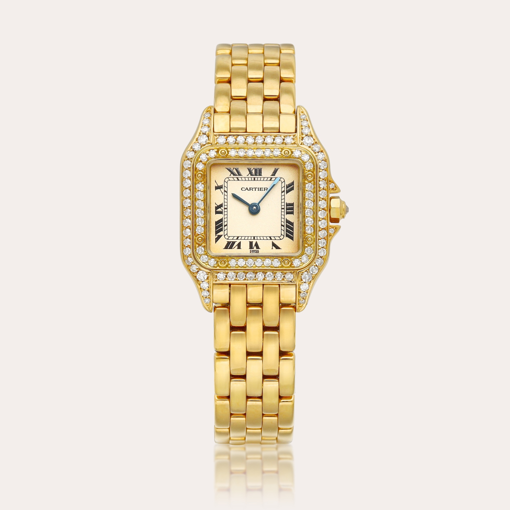 Cartier Panthère, Reference 8669 | A yellow gold and diamond-set bracelet watch, Circa 1995 | 卡地亞 | Panthère 型號8669 | 黃金鑲鑽石鏈帶腕錶，約1995年製